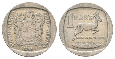 ЮАР 1 ранд 1995 KM 138 медь плакированная никелем 4627-321