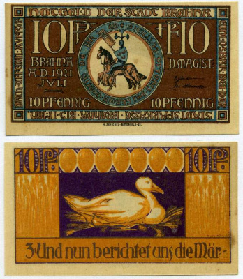 БРЕНА, ГЕРМАНИЯ 10 ПФЕННИГОВ 1921 ИЮЛЬ 1921, НОТГЕЛЬД, ЗЕМЛЯ САКСОНИЯ-АНХАЛЬТ Grabowski 160.1 бумага UNC (ПРЕСС) 000-00-00
