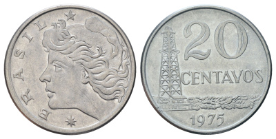 Бразилия 20 сентаво 1975 KM 579.1a нержавеющая сталь UNC 4150-446