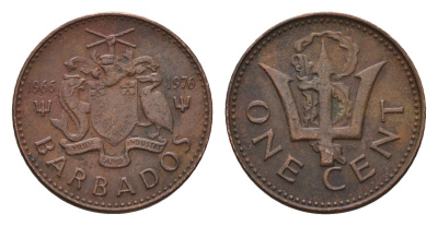 Барбадос 1 цент 1976 10 лет Независимости KM 19 бронза 4689-1162