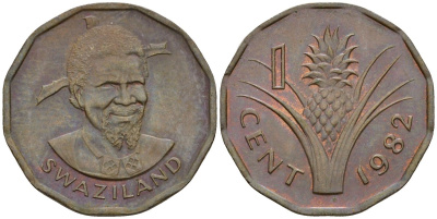 Свазиленд 1 цент 1982 KM 7 бронза 00-00