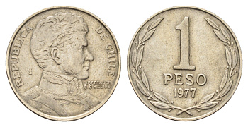 Чили 1 песо 1977 KM 208 медно-никель 4688-341
