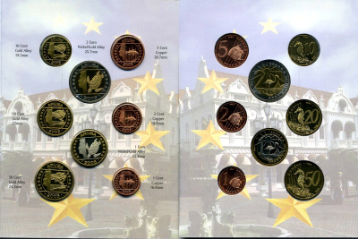Аруба набор из 8 монет 2005 1 евроцент-2 евро, европробники, в оригинальном буклете UNC 00-00-00