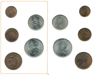 Великобритания набор из 5 монет 1968-1971 в оригинальном буклете KM MS102 UNC 4-5-1-22