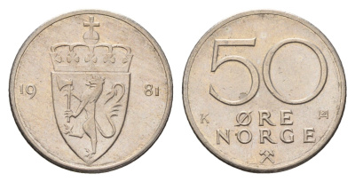 Норвегия 50 эре 1981 Улаф V (1957-1991) KM 418 медно-никель 4702-317