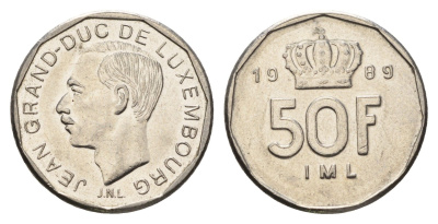 Люксембург 50 франков 1989 Герцог Жан (1964-1999) KM 62 никель UNC 4703-155