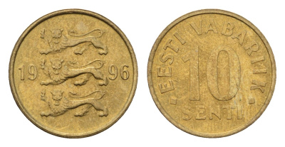Эстония 10 сентов 1996 KM 22 латунь UNC 4696-151