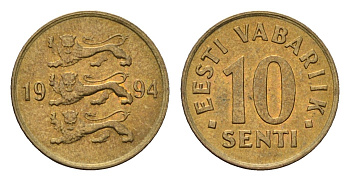 Эстония 10 сентов 1994 KM 22 латунь UNC 4696-132