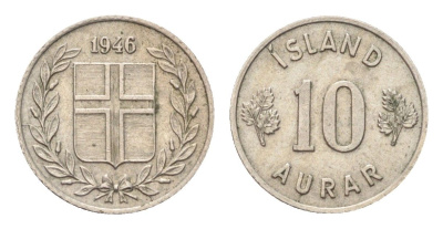 Исландия 10 эйре 1946 KM 10 медно-никель 4705-539