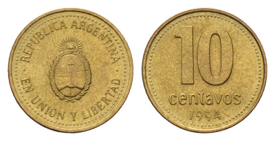 Аргентина 10 сентаво 1994 KM 107 алюминиевая бронза 188-453