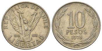 Чили 10 песо 1978 KM 210 медно-никель 4688-347