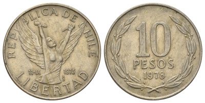 Чили 10 песо 1978 KM 210 медно-никель 4688-347
