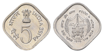 Индия 5 пайс 1976 ФАО - Еда и работа для Всех KM 19 алюминий UNC 4690-158