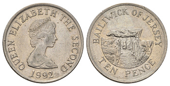 Джерси 10 пенсов 1992 Ла-Хуг-Би, Елизавета II (1952-2022) KM 57.2 медно-никель 4666-745