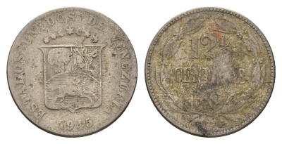 Венесуэла 12 1/2 сентимо 1945 Y 30a медно-никель 4132-657