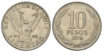 Чили 10 песо 1978 KM 210 медно-никель 4688-346