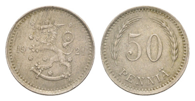 Финляндия 50 пенни 1921 KM 26 медно-никель 4647-364