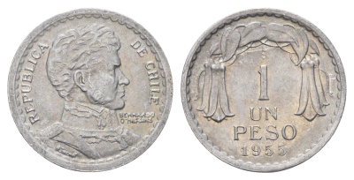 Чили 1 песо 1955 KM 179a алюминий 4688-332