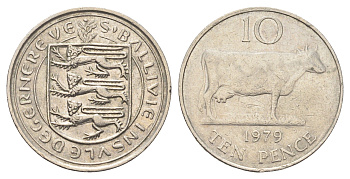 Гернси 10 пенсов 1979 Гернсийская корова KM 30 медно-никель 4692-1032