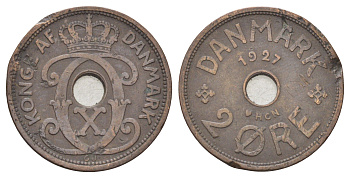 Дания 2 эре 1927 NCH, Кристиан X (1912-1947) KM 827 бронза 4701-651