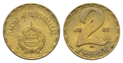 Венгрия 2 форинта 1985 ВР KM 591 латунь aUNC 4146-1017