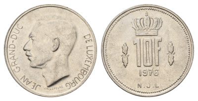 Люксембург 10 франков 1976 Герцог Жан (1964-1999) KM 57 медно-никель 4703-154