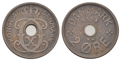 Дания 2 эре 1928 N, Кристиан X (1912-1947) KM 827 бронза 4701-663