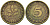 ФРГ 5 ПФЕННИГОВ 1950 J KM 107, J.382 сталь плакированная латунью 75-458