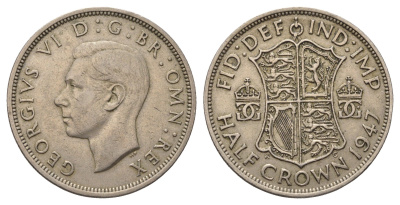 Великобритания 1/2 кроны 1947 Георг VI (1936-1952) KM 866, Spink 4101 медно-никель 4692-424