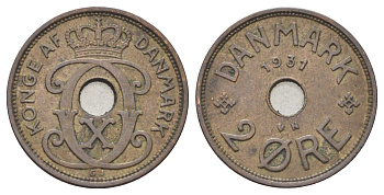 Дания 2 эре 1931 N, Кристиан X (1912-1947) KM 827 бронза 4701-763