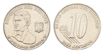 Эквадор 10 сентаво 2000 год-тип KM 106 нержавеющая сталь UNC 4697-349