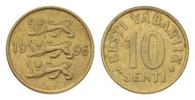 Эстония 10 сентов 1996 KM 22 латунь UNC 4696-152