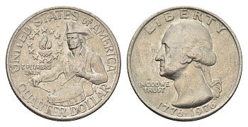 США 25 центов (квотер) 1976 200 лет независимости (1776-1976), Вашингтон, барабанщик KM 204 медь плакированная медно-никелем 4673-1047