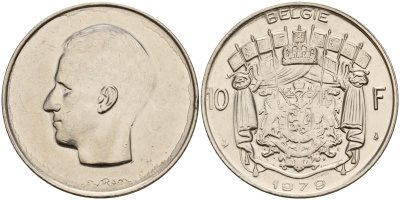 Бельгия 10 франков 1979 Belgie KM 156.1 никель    4187-515