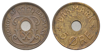 Дания 5 эре 1940 N, Кристиан X (1912-1947) KM 828 бронза 4700-853