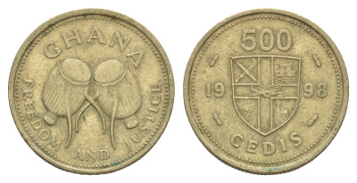Гана 500 седи 1998 KM 34 никель латунь 4656-732