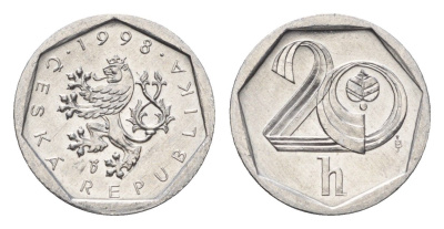 Чехия 20 геллеров 1998 KM 2.3 алюминий 4696-549