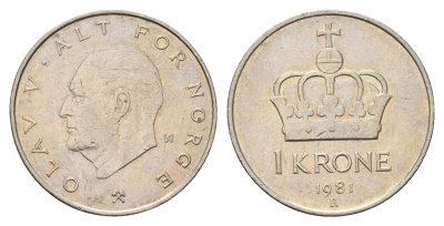 Норвегия 1 крона 1981 Улаф V (1957-1991) KM 419 медно-никель 4703-316