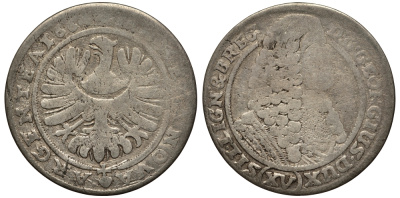Силезия-Легница-Бжег 15 крейцеров 1664 Георг III (1639-1664) серебро 413-1414
