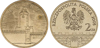 Польша 2 злотых 2005 MW, серия польские города, Колобжег (Kolobrzeg) KM 528, Parchimowicz 957 латунь UNC 603-835