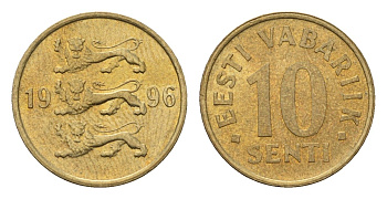 Эстония 10 сентов 1996 KM 22 латунь UNC 4696-144