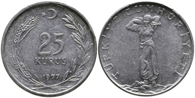 ТУРЦИЯ 25 КУРУШЕЙ 1977 KM 892.3 нержавеющая сталь 4541-646