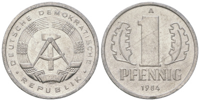 ГДР 1 пфенниг 1984 А KM 8.2 алюминий 4651-114