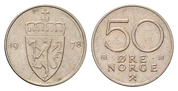 Норвегия 50 эре 1978 Улаф V (1957-1991) KM 418 медно-никель 4702-315