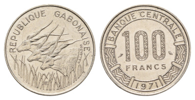Габон 100 франков 1971 KM 12 никель UNC 4671-127