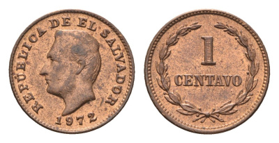 Сальвадор 1 сентаво 1972 KM 135.1 бронза UNC 4697-329