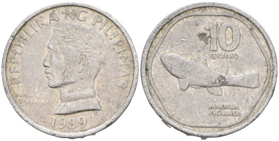 Филиппины 10 сентимо 1989 FAO, рыба KM 240.2 алюминий    4595-951