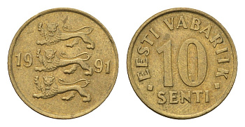 Эстония 10 сентов 1991 KM 22 латунь UNC 4696-114