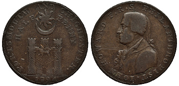 Великобритания 1/2 пенни 1794 Хэмпшир - Портсмут / Джон Ховард Dalton & Hamer 55, Atkins 34 медь 1523-923