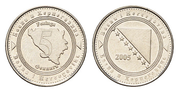 Босния и Герцеговина 5 фенингов 2005 KM 121 сталь плакированная никелем 4702-156